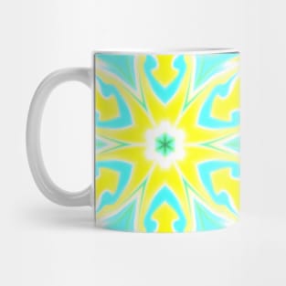 Psychedelic Mandala Flower Teal and Yellow Mug